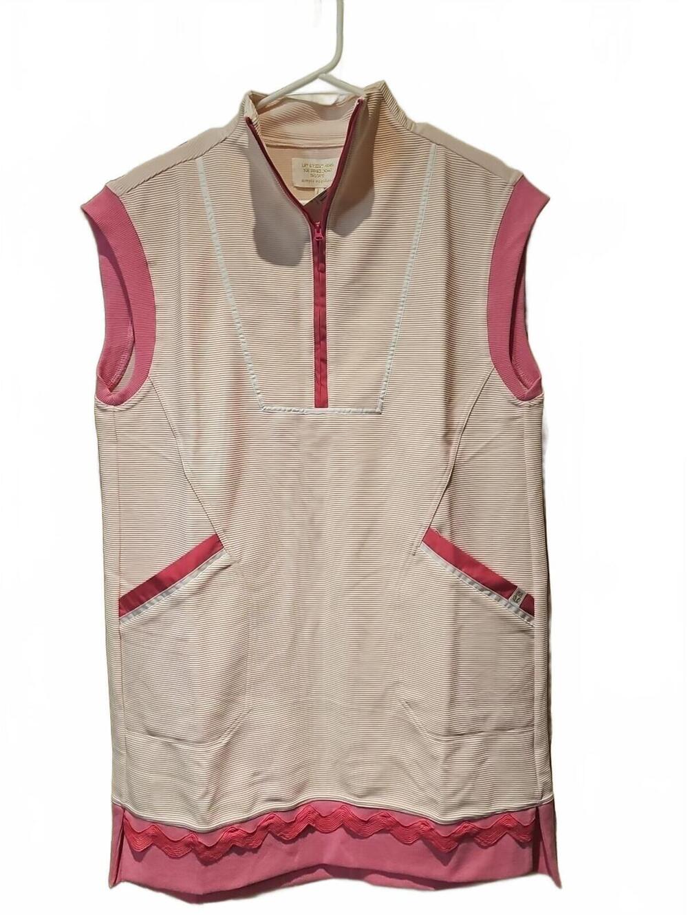 Simply Southern 3/4 Zip Women’s Large Sleeveless Dress w/Pockets Pink Ribbed NWT